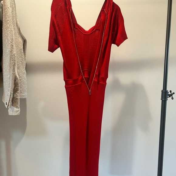 Balmain Red Ribbed Dress - Picture 6 of 12